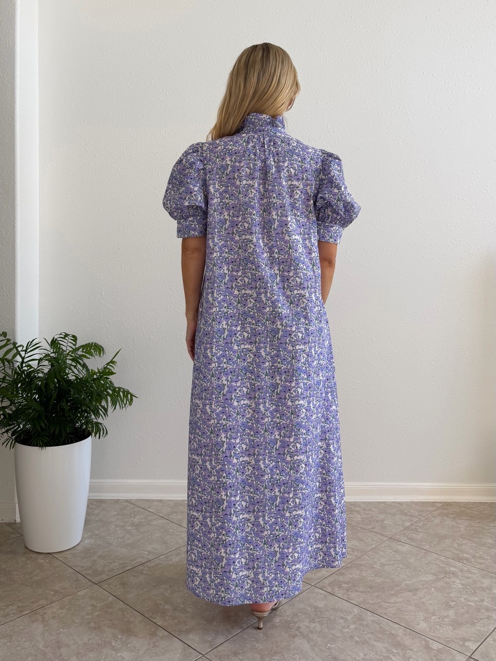 Hyacinth House Purple Poppies Louisa Maxi Dress M Cotton - Picture 4 of 14